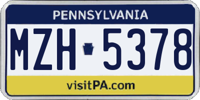 PA license plate MZH5378