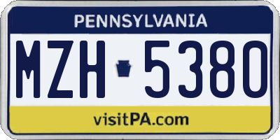 PA license plate MZH5380