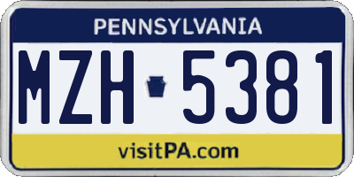 PA license plate MZH5381