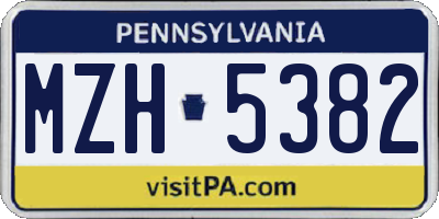 PA license plate MZH5382