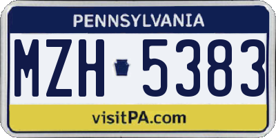 PA license plate MZH5383