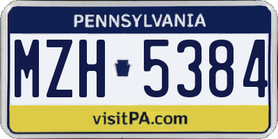PA license plate MZH5384
