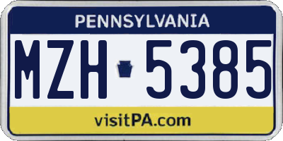 PA license plate MZH5385