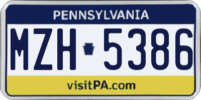 PA license plate MZH5386