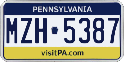 PA license plate MZH5387