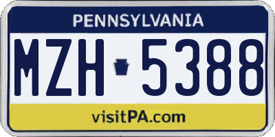 PA license plate MZH5388