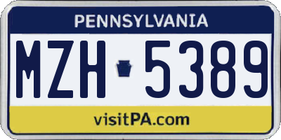 PA license plate MZH5389