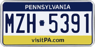 PA license plate MZH5391