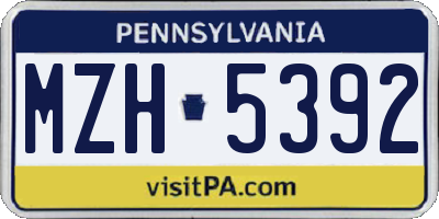 PA license plate MZH5392
