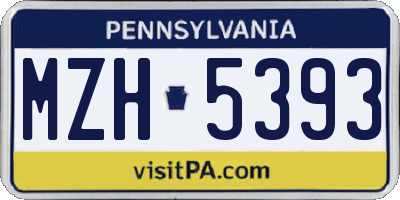 PA license plate MZH5393