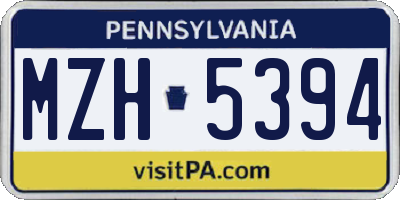 PA license plate MZH5394