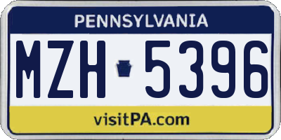 PA license plate MZH5396
