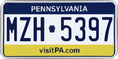 PA license plate MZH5397