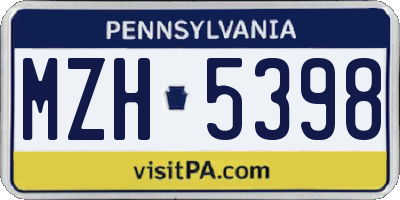 PA license plate MZH5398