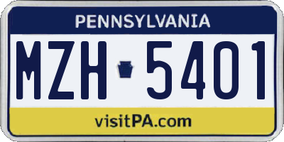 PA license plate MZH5401