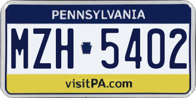 PA license plate MZH5402