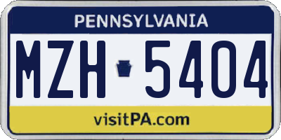 PA license plate MZH5404