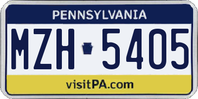 PA license plate MZH5405