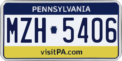 PA license plate MZH5406