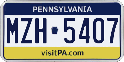 PA license plate MZH5407
