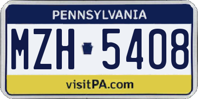 PA license plate MZH5408