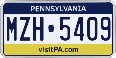PA license plate MZH5409