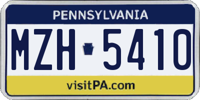 PA license plate MZH5410