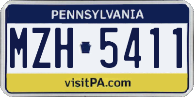 PA license plate MZH5411