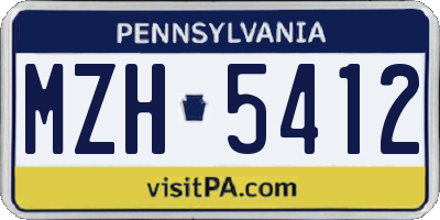 PA license plate MZH5412