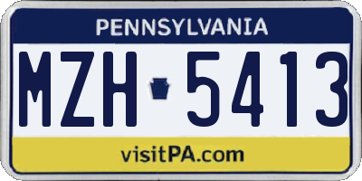 PA license plate MZH5413