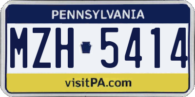 PA license plate MZH5414