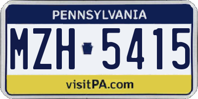 PA license plate MZH5415
