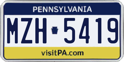 PA license plate MZH5419