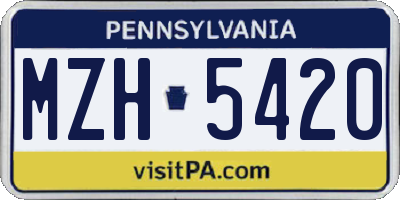 PA license plate MZH5420
