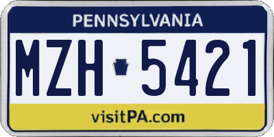 PA license plate MZH5421