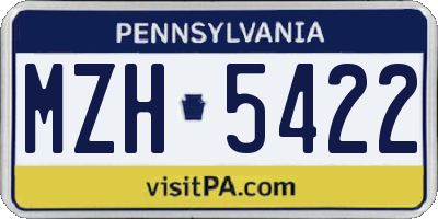 PA license plate MZH5422