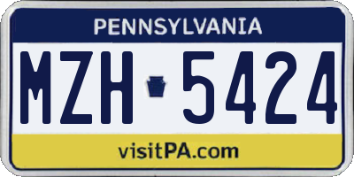 PA license plate MZH5424