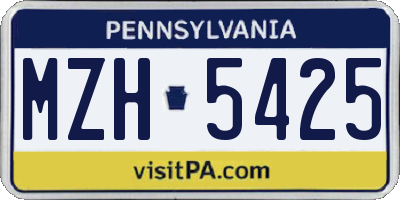 PA license plate MZH5425