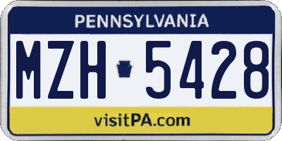 PA license plate MZH5428