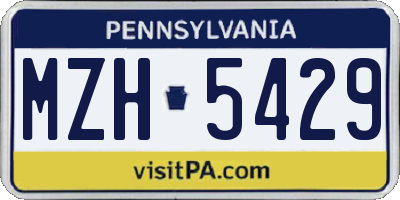 PA license plate MZH5429