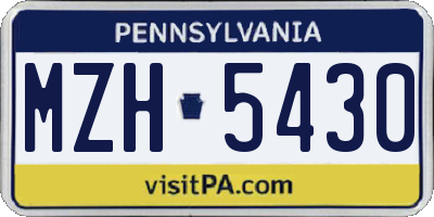 PA license plate MZH5430