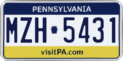 PA license plate MZH5431