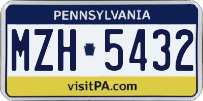 PA license plate MZH5432