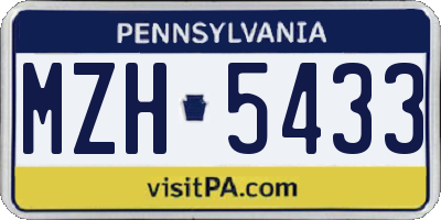 PA license plate MZH5433