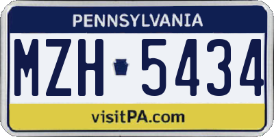 PA license plate MZH5434