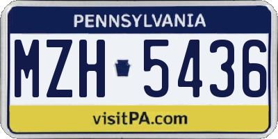 PA license plate MZH5436