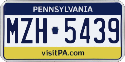 PA license plate MZH5439