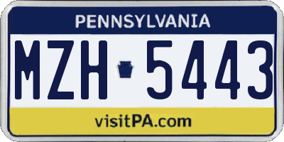 PA license plate MZH5443