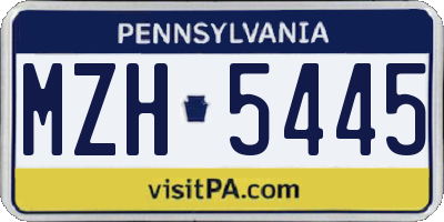 PA license plate MZH5445