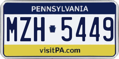 PA license plate MZH5449